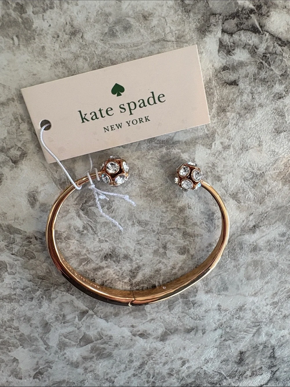 kate spade Rose Gold Open Bangle with Crystal Ends - Picture 2 of 3